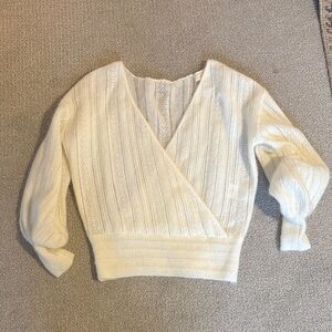 Sezane Cream V-Neck Sweater
